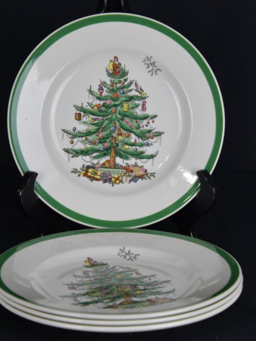 Spode Christmas Tree Salad Plates 8"  Set of 4